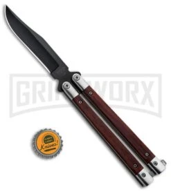 Bear And Son Cocobolo Wood Balisong Butterfly Knife - Black Plain 7 Bear And Son Cocobolo Wood Balisong Butterfly Knife - Black Plain -Gerber Knives Store Bear and Son Butterfly Cocobolo Wood Handles Black CB17 BHQ 0888 jr bottlecap large