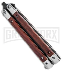 Bear And Son Cocobolo Wood Balisong Butterfly Knife - Black Plain 6 Bear And Son Cocobolo Wood Balisong Butterfly Knife - Black Plain -Gerber Knives Store Bear and Son Butterfly Cocobolo Wood Handles Black CB17 BHQ 0888 jr side large