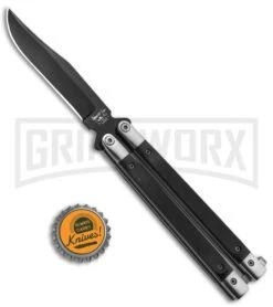 Bear & Son Black G-10 Balisong Butterfly Knife - Black Plain -Gerber Knives Store Bear and Son Butterfly Knife Black G 10 Black G17B BHQ 92673 jr bottlecap large