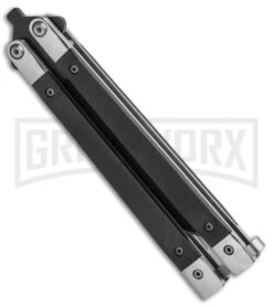 Bear & Son Black G-10 Balisong Butterfly Knife - Black Plain -Gerber Knives Store Bear and Son Butterfly Knife Black G 10 Black G17B BHQ 92673 jr side large