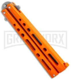 Bear & Son Butterfly Knife Orange Steel - Clip Point Plain -Gerber Knives Store Bear and Son Butterfly Orange SW BHQ 135322 jr side large