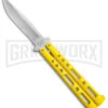 Bear & Son Knives Yellow Large 117 Balisong Butterfly Knife - Stonewash Plain