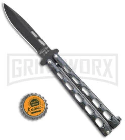 Bear & Son 115GX Galaxy Butterfly Knife - Black Plain -Gerber Knives Store Bear and Son Large Butterfly Galaxy Black BHQ 141493 jr bottlecap large