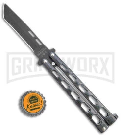 Bear & Son 115 Galaxy Butterfly Knife - Black Tanto Plain -Gerber Knives Store Bear and Son Large Butterfly Tanto Galaxy Black BHQ 141492 jr bottlecap large