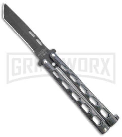 Bear & Son 115 Galaxy Butterfly Knife - Black Tanto Plain
