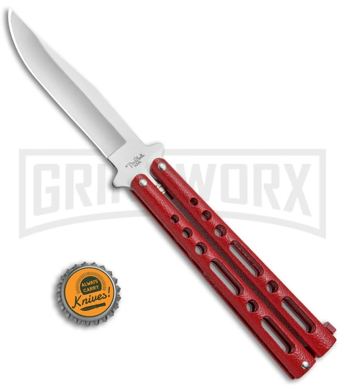 Benchmark BM009 Red Balisong Butterfly Knife - Satin Plain 4 Benchmark BM009 Red Balisong Butterfly Knife - Satin Plain - Image 4