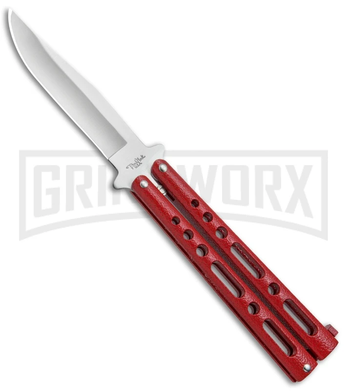 Benchmark BM009 Red Balisong Butterfly Knife - Satin Plain 1 Benchmark BM009 Red Balisong Butterfly Knife - Satin Plain
