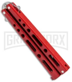 Benchmark BM009 Red Balisong Butterfly Knife - Satin Plain 6 Benchmark BM009 Red Balisong Butterfly Knife - Satin Plain -Gerber Knives Store Benchmark Red Buttefly Knife Satin BM009 BHQ 74287 jr side large