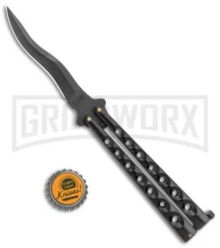 Scoundrel Black Balisong Butterfly Knife Kriss - Black Plain 7 Scoundrel Black Balisong Butterfly Knife Kriss - Black Plain -Gerber Knives Store Black Butterfly Balisong Kriss Blade Black GX 3066 jr bottlecap large