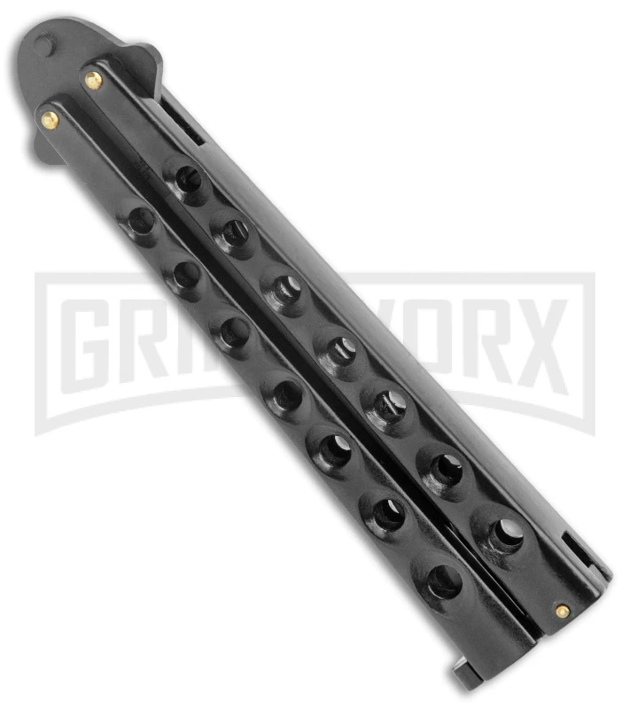 Scoundrel Black Balisong Butterfly Knife Kriss - Black Plain 2 Scoundrel Black Balisong Butterfly Knife Kriss - Black Plain - Image 2