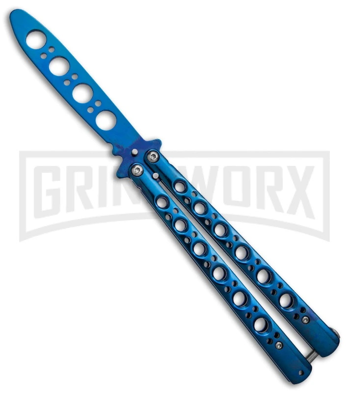 Blue Balisong Trainer Butterfly Knife - Blue Dull 1 Blue Balisong Trainer Butterfly Knife - Blue Dull