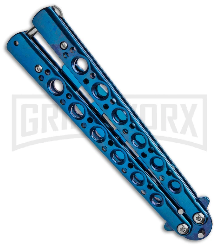 Blue Balisong Trainer Butterfly Knife - Blue Dull 2 Blue Balisong Trainer Butterfly Knife - Blue Dull - Image 2