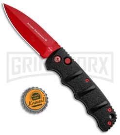 Boker Kalashnikov Black Widow Automatic Knife - D2 Dagger Red Plain -Gerber Knives Store Boker Black Widow Kalashnikov Dagger Auto Red 01KALS44NSOI BHQ 92706 jr bottlecap update large