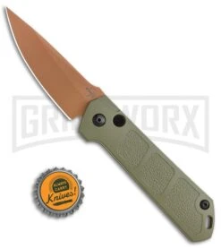 Boker Kihon OD Green Automatic Knife - Copper Plain -Gerber Knives Store Boker Burnley Kihon Desert Warrior DP Auto Copper D2 01BO955NSOI BHQ 101391 jr bottlecap large