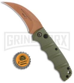 Boker Kalashnikov Desert Warrior Hawkbill Automatic Knife - Copper Plain -Gerber Knives Store Boker Desert Warrior Kalashnikov Hawkbill Auto OD Green Copper 01KALS69NSOI BHQ 103273 jr bottlecap large
