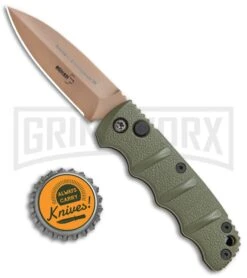 Boker Desert Warrior Mini Kalashnikov OD Green Automatic Knife - Copper Plain -Gerber Knives Store Boker Kalashnikov Automat 74 AUSB OD Green jr bottlecap 1 large