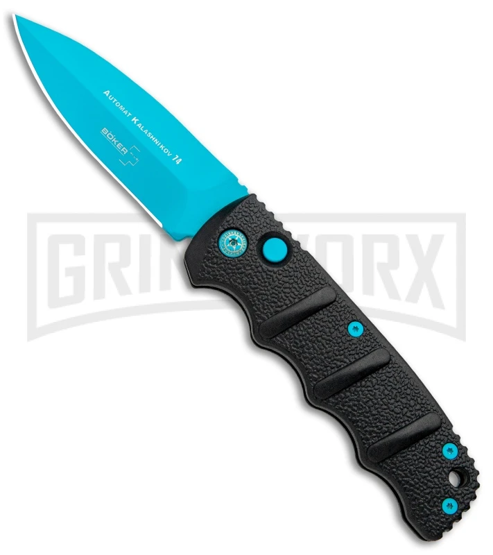 Boker Kalashnikov Automatic Knife - D2 Dagger Electric Blue Plain 1 Boker Kalashnikov Automatic Knife - D2 Dagger Electric Blue Plain