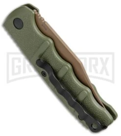 Boker Kalashnikov Desert Warrior Bowie Automatic Knife - Copper Plain 9 Boker Kalashnikov Desert Warrior Bowie Automatic Knife - Copper Plain -Gerber Knives Store Boker Kalashnikov Bowie Auto Desert Warrior OD Green Copper 01KALS22N BHQ 17106 jr side 2 large