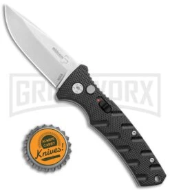 Boker Mini Strike Automatic Knife Black - Drop Point Stonewash Plain -Gerber Knives Store Boker Mini Strike Auto Black SW 01BO435NSOI BHQ 99628 jr bottlecap large