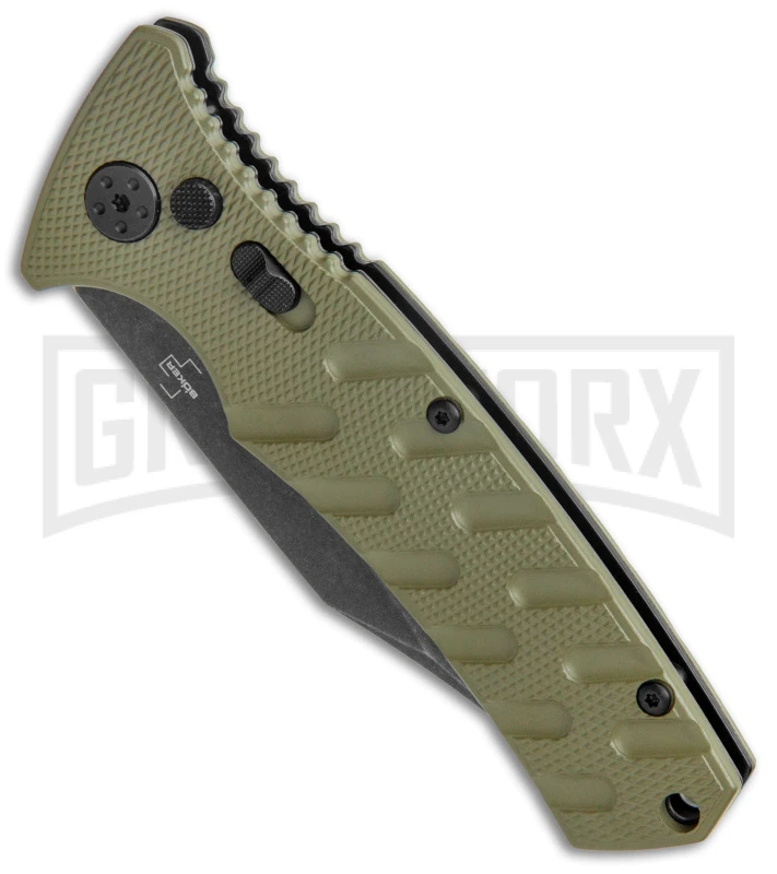 Boker Plus Strike OD Green Automatic Knife - Bowie Black Stonewash Plain 2 Boker Plus Strike OD Green Automatic Knife - Bowie Black Stonewash Plain - Image 2