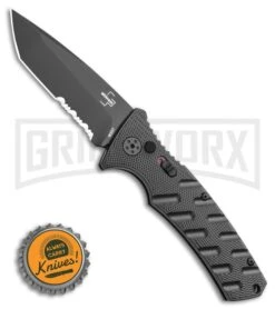 Boker Plus Strike Automatic Knife - Tanto Black Serrated -Gerber Knives Store Boker Plus Strike Tanto Automatic Knife 3.25 Black Serr 01BO401N LS Bottlecap large