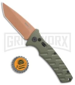 Boker Plus Strike Desert Warrior OD Green Automatic Knife - Tanto Copper Plain -Gerber Knives Store Boker Plus Strike Tanto Desert Warrior OD Green copper BHQ 68520 jr bottlecap large