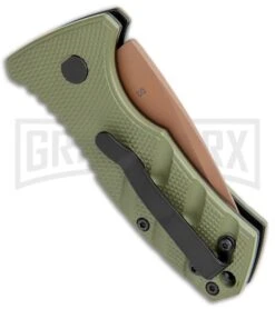 Boker Stubby Strike Automatic Knife - Desert Warrior -Gerber Knives Store Boker Stubby Strike CA Legal Auto OD Green Copper 01BO443NSOI BHQ 99649 jr side large