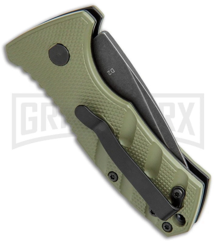 Boker Stubby Strike OD Green Automatic Knife - Black Stonewash 3 Boker Stubby Strike OD Green Automatic Knife - Black Stonewash - Image 3