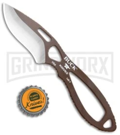 Buck Knives Buck PakLite Skinner Fixed Blade Knife - Brown/Satin Plain -Gerber Knives Store Buck PakLite Skinner Brown Satin 0140BRS BHQ 106679 jr bottlecap large