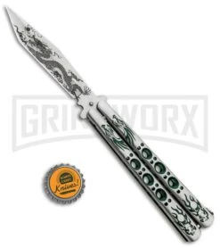 Butterfly Knife Green Dragon Etched Blade - Satin Tanto 7 Butterfly Knife Green Dragon Etched Blade - Satin Tanto -Gerber Knives Store Butterfly Knife Green Dragon Etched Blade PK4 GX 32065 jr bottlecap large