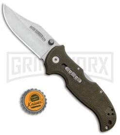 Cold Steel Bush Ranger Lite OD Green GFN Rocker Lock Knife - Satin Plain -Gerber Knives Store Cold Steel Bush Ranger Lite Rocker Lock OD Green GFN Satin 21A BHQ 80429 jr bottlecap large
