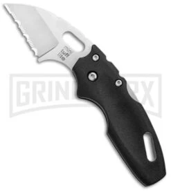Cold Steel Black Mini Tuff Lite Pocket Knife - Satin Full Serr