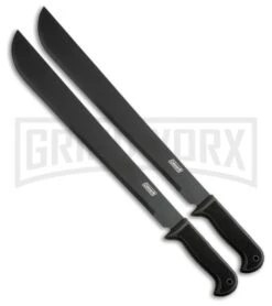Coleman Twin Hackers Black 2 Piece Machete Set - Black Plain