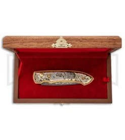 Custom Russian Gold Fish Automatic Knife - Damascus Plain -Gerber Knives Store Custom Russian Gold Fish Automatic Damascus RV HC5 FISH DAM GX 31051 jr box large