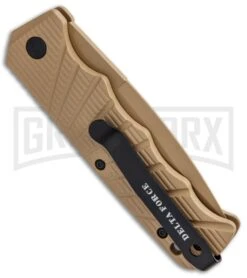 Delta Force Automatic Knife Tan Aluminum - Tan Plain -Gerber Knives Store Delta Force Auto Tan Molded Plastic Tan Plain GX 33542 jr side large