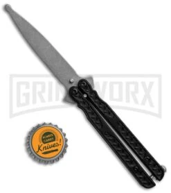 Dwarf Balisong Butterfly Knife Stonewash Trainer Black (3.25" Dull) 7 Dwarf Balisong Butterfly Knife Stonewash Trainer Black (3.25" Dull) -Gerber Knives Store Dwarf Balisong Butterfly SW Trainer Black Dull WG 860 GX 31508 jr bottlecap large