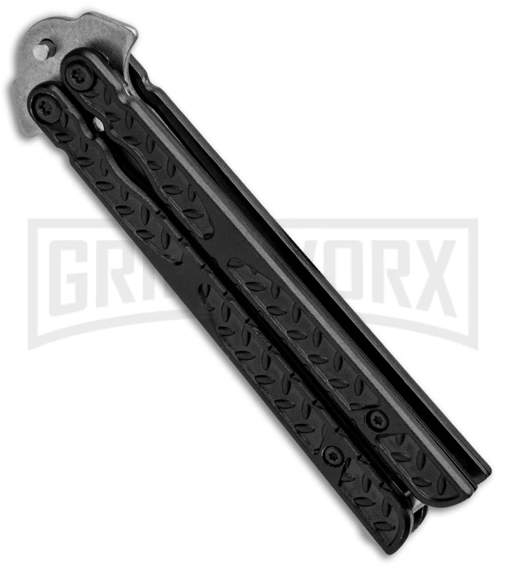 Dwarf Balisong Butterfly Knife Stonewash Trainer Black (3.25" Dull) 2 Dwarf Balisong Butterfly Knife Stonewash Trainer Black (3.25" Dull) - Image 2