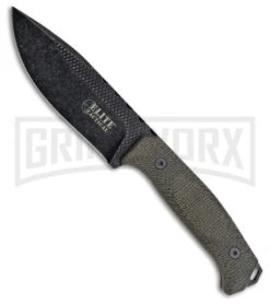 Elite Tactical Small Night Commander Micarta Fixed Blade Knife - Black Stonewash