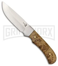 Elk Ridge Bewilder Burl Wood Fixed Blade Knife - Satin Plain