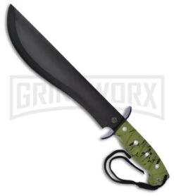 Frost Cutlery Quicksilver Bowie Green Camo Fixed Blade Knife - Black Plain