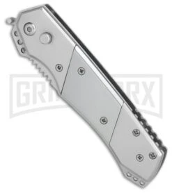 Super Knife Croc Automatic Knife Stainless W/ Polished Inlay - Satin Serr -Gerber Knives Store GA303SL BP 25775 er spine large
