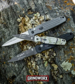 Gerber Covert Gray Automatic Knife - Stonewash Plain -Gerber Knives Store Gerber Auto Covert Automatic Knife S30V Black Serr 30 000137 BHQ 3965 kp rock web large