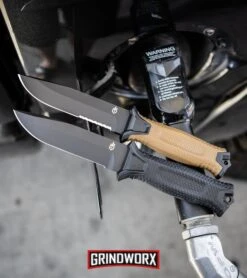 Gerber StrongArm Coyote Brown Polymer Fixed Blade Knife - Black Serr -Gerber Knives Store Gerber StrongArm Fixed Blade Knife Black Black 30 001038 BHQ 27042 kp gas web large 1