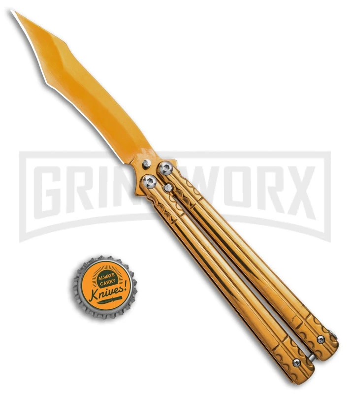 Chalkhill Balisong Butterfly Knife - Gold Tanto 4 Chalkhill Balisong Butterfly Knife - Gold Tanto - Image 4
