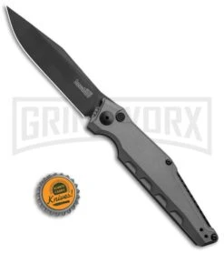 Kershaw Launch 7 Galyean Gray Automatic Knife - Black Plain -Gerber Knives Store Kershaw Galyean Launch 7 Gray Black 7900GRYBLK BHQ 52153 jr bottlecap large