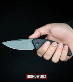 Kershaw Launch 1 Red Aluminum Automatic Knife - Blackwash Plain -Gerber Knives Store Kershaw Launch 1 Automatic Knife Black Aluminum BlackWash 7100BW BHQ 27374 kp in hand web large 5