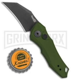 Kershaw Launch 10 Olive Green Automatic Knife CA Legal - Stonewash Plain -Gerber Knives Store Kershaw Launch 10 Auto Olive Green Black KER7350OLBLK BHQ 115105 jr bottlecap large