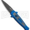 Kershaw Launch 12 Blue Aluminum/CF Mini Stiletto Automatic Knife - Black Plain