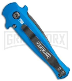 Kershaw Launch 12 CA Legal Blue Mini Stiletto Automatic Knife - Black Plain -Gerber Knives Store Kershaw Launch 12 Mini Stiletto Automatic Knife Blue 2.5 Black 7130BLUBLK BHQ 117930 LS Side large
