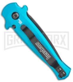 Kershaw Launch 12 Teal Aluminum Mini Stiletto Automatic Knife - Black Plain -Gerber Knives Store Kershaw Launch 12 Mini Stiletto Automatic Knife Teal 2.5 Black KER7125TEALBLK BHQ 116323 LS Side large